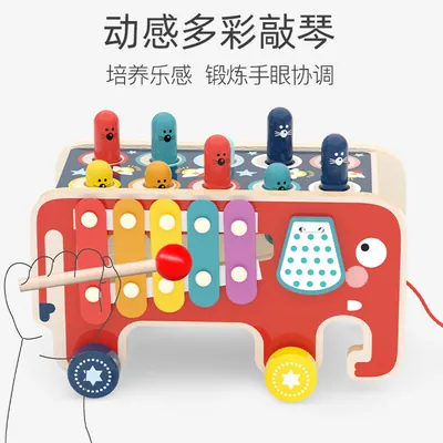 Montessori Preschool Wooden Heavy Strike Bench Animal Bus Early Education Set Children's Toy — wooden montessori & early learning wholesale
