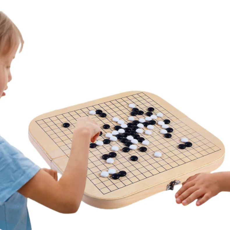 Commiki 2-in-1 Foldable Storage Box Portable Wooden Go and Gomoku Gobang Game Board Set — wooden board games & logic wholesale