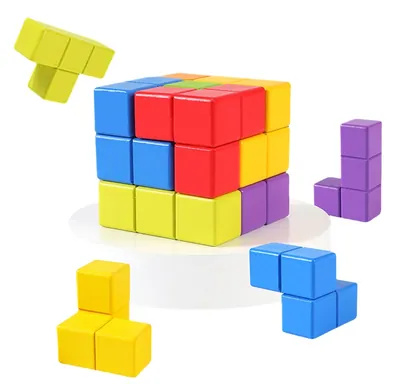 Commiki Creative Educational Wooden Blocks 3x3x3 Wooden Connecting Cube DIY Features Packaged view 2