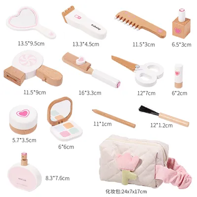 2312 Royal Danish Mini DIY Wooden Makeup Bag Toy Kids Educational Model Toy for Baby Girls — wooden pretend play & role play wholesale