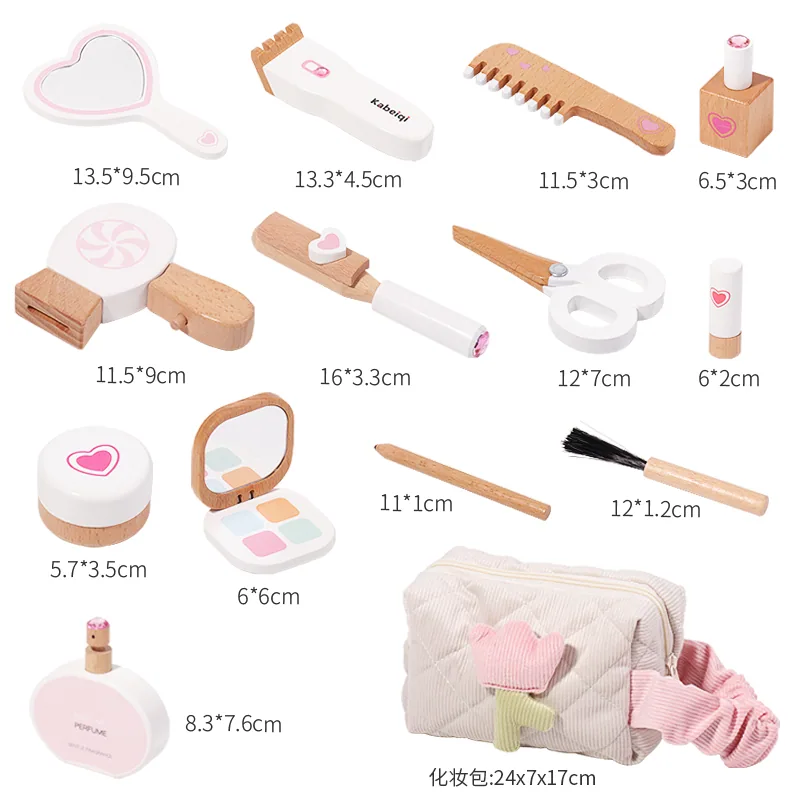2312 Royal Danish Mini DIY Wooden Makeup Bag Toy Kids Educational Model Toy for Baby Girls — wooden pretend play & role play wholesale