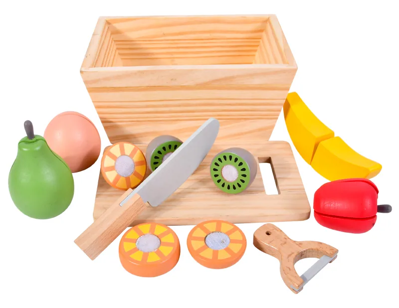 Children's Wooden Vegetable Canteen Baby Cut Fruit Parent-child Interactive Toys for Children — wooden pretend play & role play wholesale