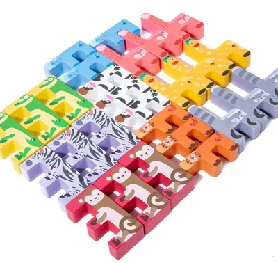 Unisex Wooden ABC Blocks Montessori Balance Game & Educational Learning Toy Alphabet Stacking view 3