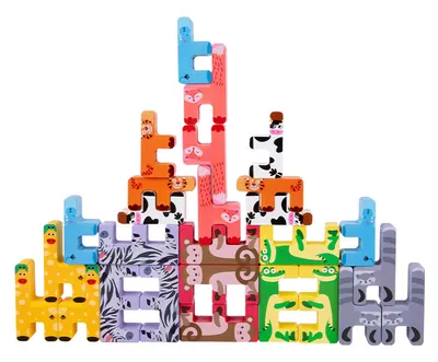 Unisex Wooden ABC Blocks Montessori Balance Game & Educational Learning Toy Alphabet Stacking — wooden building blocks & construction wholesale