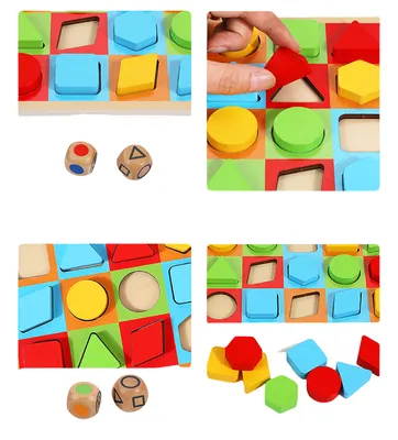 Montessori Preschool Wooden Geometric S Puzzle Fun Learning and Training Toy with Color Box view 2