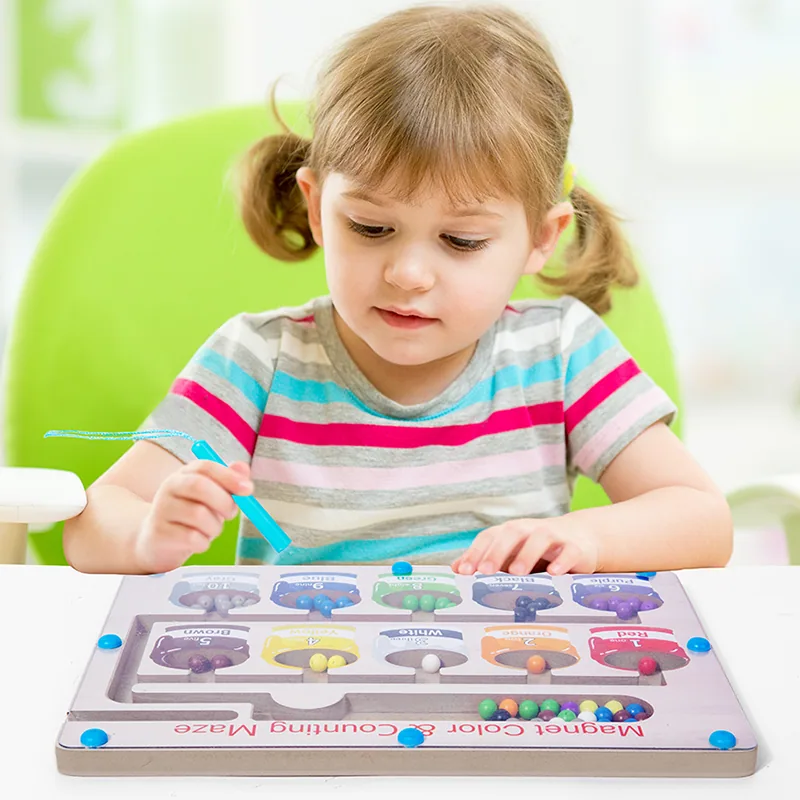 Education Toy Wooden Magnetic Maze Puzzles Activities Counting Color Magnet Puzzle Game Board — wooden puzzles & tangrams wholesale