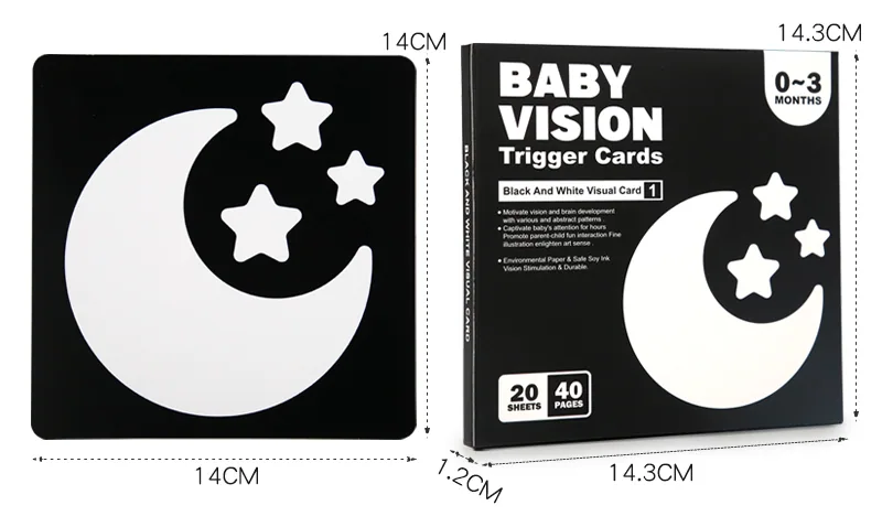 High Contrast Unisex Flashcards for Baby Visual Stimulation Black White Paper Cards to Enhance — wooden montessori & early learning wholesale