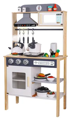 Unisex Mini Kitchen Trolley Set Educational Pretend Play Toy with Cabinet Wood Steel Tea Toys — wooden pretend play & role play wholesale