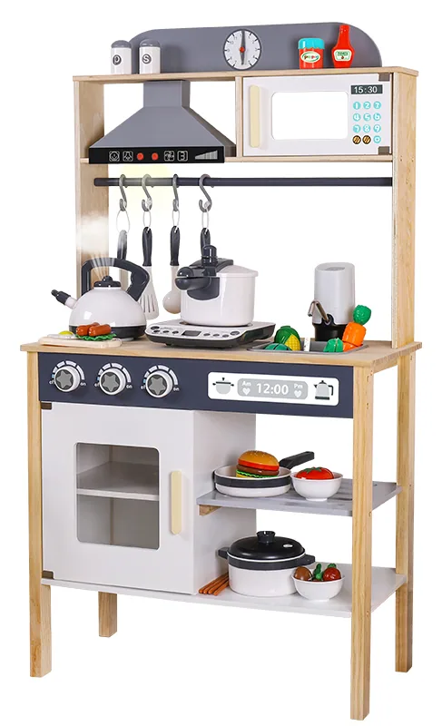 Unisex Mini Kitchen Trolley Set Educational Pretend Play Toy with Cabinet Wood Steel Tea Toys — wooden pretend play & role play wholesale