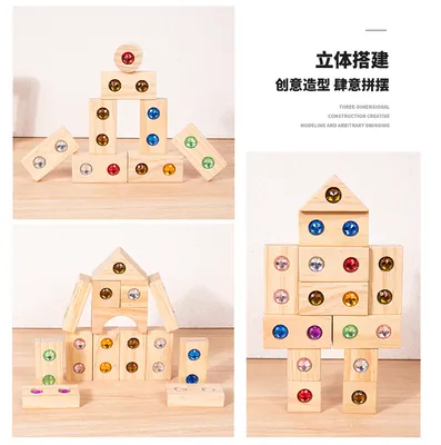 Wooden Toys Shimmering Stone Crystal Gemstone Wooden Stacked Toys Creative Acrylic Rainbow — wooden building blocks & construction wholesale