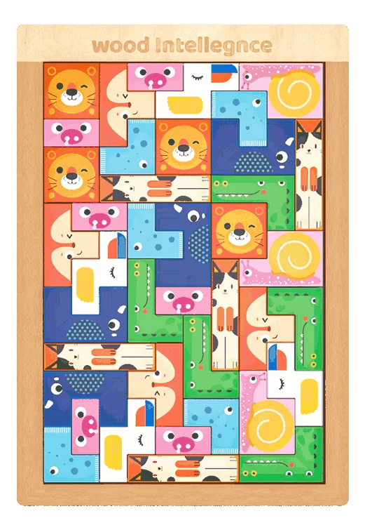 Factory Animal Jigsaw Puzzles Brain Teasers Toys Wooden Blocks Game — wooden puzzles & tangrams wholesale