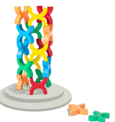 Montessori Educational Block Set Wooden Stacking Blocks Sensory Balance Games Rainbow view 2