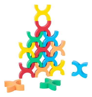 Montessori Educational Block Set Wooden Stacking Blocks Sensory Balance Games Rainbow — wooden building blocks & construction wholesale