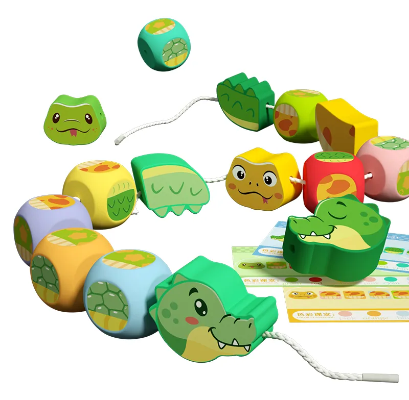Lacing Beads For Toddlers With 16 Big Beads Fine Motor Skills Montessori Threading Toy — wooden bead mazes & fine motor wholesale