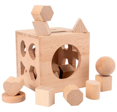 Unisex Montessori Children's Wooden Geometric S Cube Building Blocks Early Educational — wooden building blocks & construction wholesale