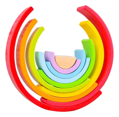 Wooden Rainbow Stacking Building Blocks Wooden Toys Kids Creative Rainbow Stacker Montessori — wooden building blocks & construction wholesale