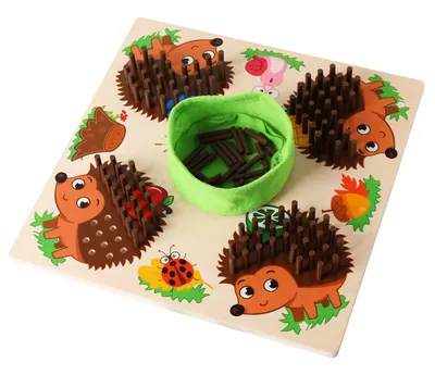 Early Education Wooden Hedgehog Counting Board Game Kids Multiplayer Table S Toy Cloth Bag — wooden board games & logic wholesale