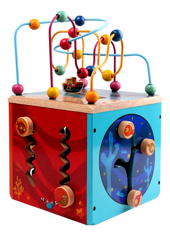 Kids Activity Cube Multifunctional Wooden Baby Play Toy — wooden building blocks & construction wholesale