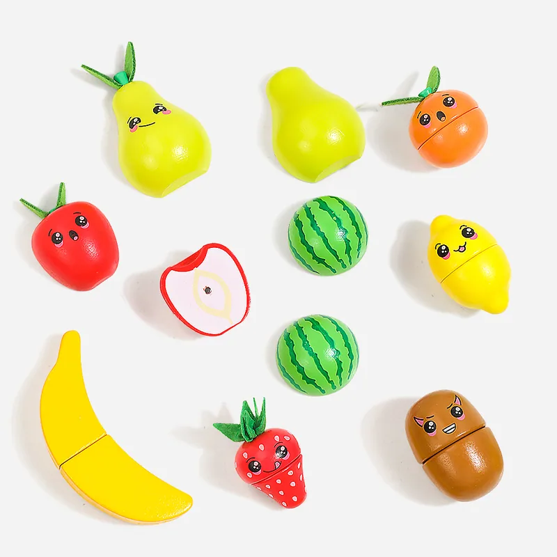 Education Toys Kitchen Play Toys Wooden Fruits Set For Kids Pretend Playing — wooden pretend play & role play wholesale