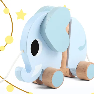 Unisex Wooden Push and Pull Walking Toys Animal Elephant Design for Children of All Genders view 2