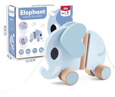 Unisex Wooden Push and Pull Walking Toys Animal Elephant Design for Children of All Genders — wooden puzzles & tangrams wholesale