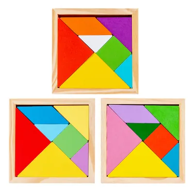 Wooden Tangram Early Educational Brain Training Geometry Puzzle Kid Toy — wooden puzzles & tangrams wholesale