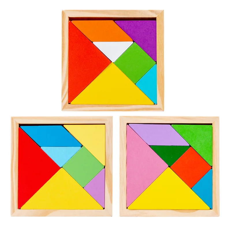 Wooden Tangram Early Educational Brain Training Geometry Puzzle Kid Toy — wooden puzzles & tangrams wholesale