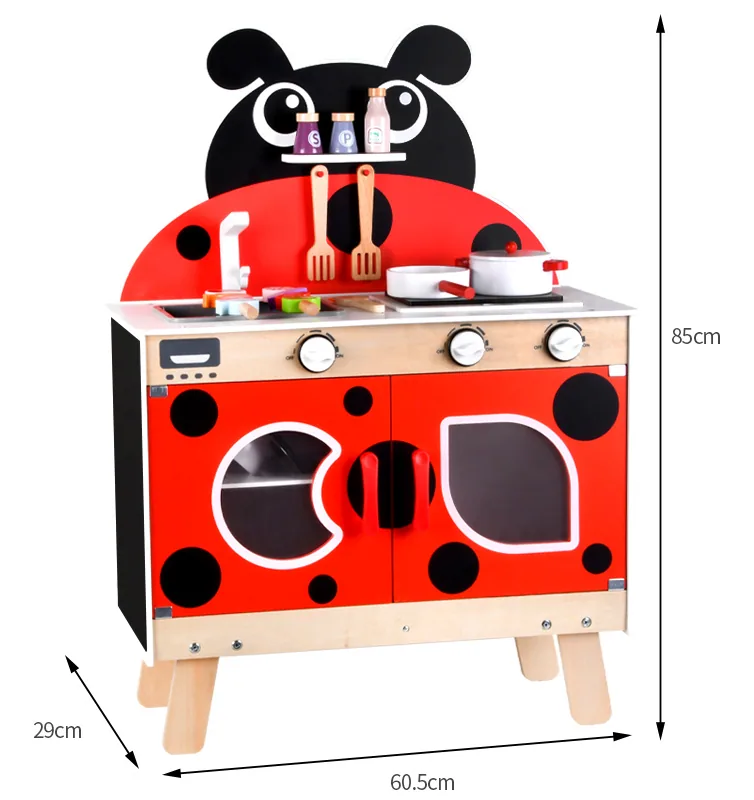 Kitchen Toy Kids Pretend to Cook Ladybug Themed Kitchen Game Set — wooden pretend play & role play wholesale