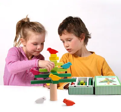 Montessori Toy Set Wooden Block Stacked Balance Bird Jigsaw Tower Colorful Plastic Block Toys view 4