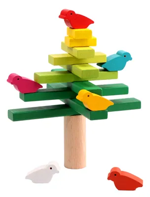 Montessori Toy Set Wooden Block Stacked Balance Bird Jigsaw Tower Colorful Plastic Block Toys — wooden building blocks & construction wholesale