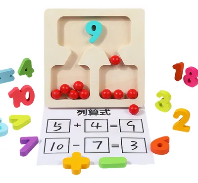 Counting Board Beads Tray Number Calculation Wooden Digital Aids Math Toys Educational — wooden math & teaching aids wholesale