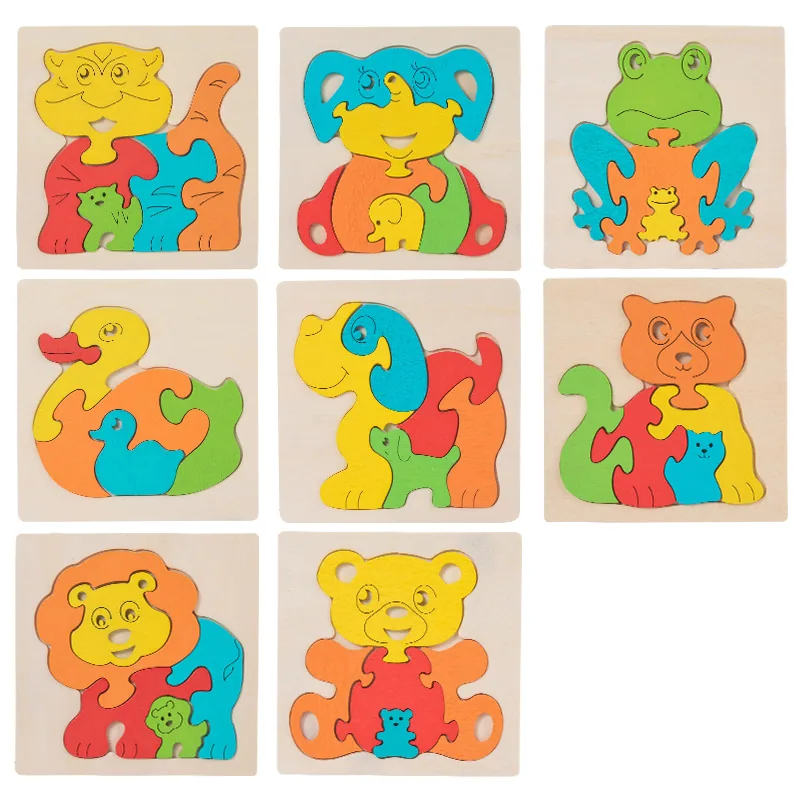 Trending Wooden Cartoon Animal Puzzle Custom Toy Maker for Kids' Pretend Play Educational — wooden puzzles & tangrams wholesale
