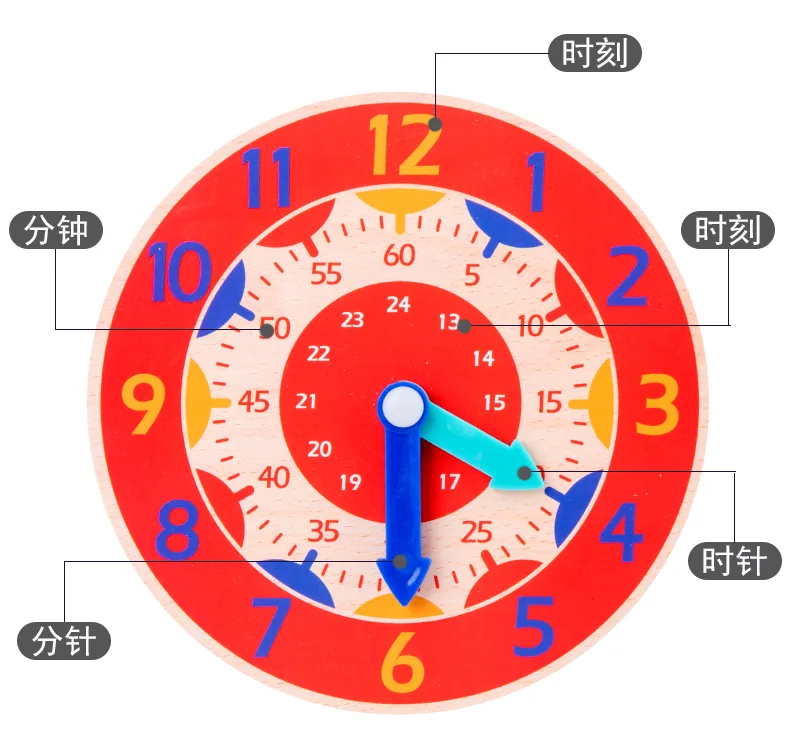 Montessori Wooden Clock Kids Toys for Time Learning & Life Skills Training Educational — wooden math & teaching aids wholesale