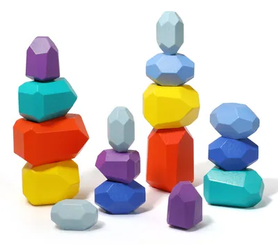 Wooden Stacking Blocks Montessori Early Learning Colorful Stacking Blocks Stone Toys Children view 3