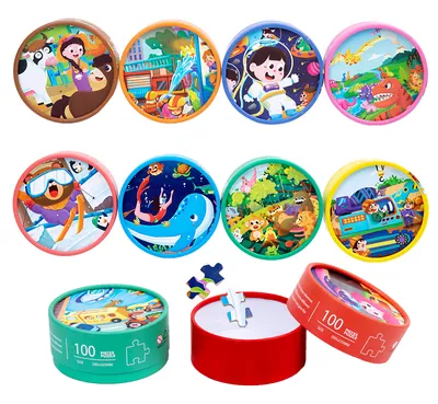 Style DIY Enlightenment 100pcs Paper Tube Jigsaw Puzzle 10 Themes Cartoon Animal Educational view 2