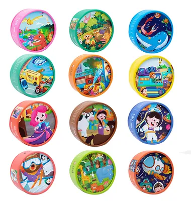 Style DIY Enlightenment 100pcs Paper Tube Jigsaw Puzzle 10 Themes Cartoon Animal Educational — wooden puzzles & tangrams wholesale