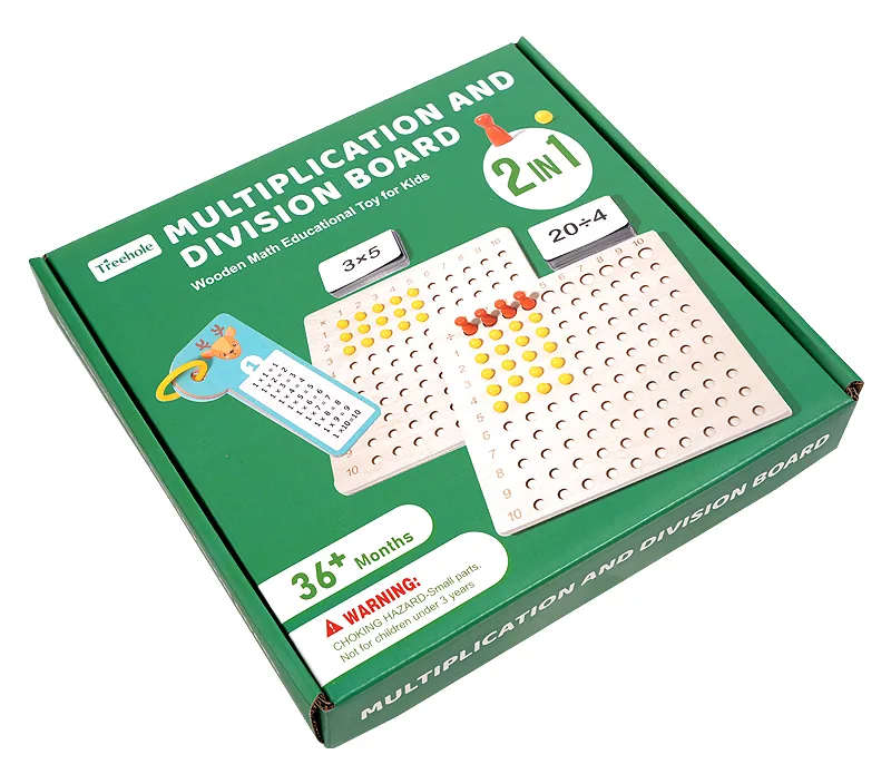 Wooden Multiplication Board Math Game For Kids Manipulatives Set With Flash Cards For Learning — wooden montessori & early learning wholesale