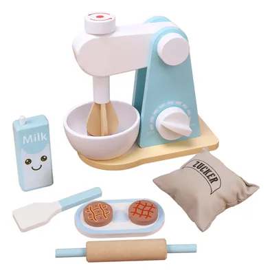 Unisex Funny Wooden Kitchen Pretend Play Toy Set Early Learning House Kitchen Foods Mixer Baby — wooden pretend play & role play wholesale