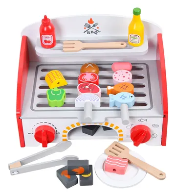 Montessori Educational Wooden Toys for Children Pretend Toys Cartoon Wooden Kitchen Grill Toy — wooden pretend play & role play wholesale