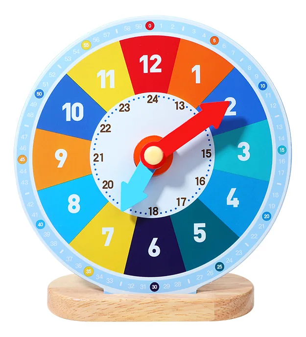 Learning Clock Educational Learn To Tell Time Teaching Toy Toddlers & Kids Ages 3-6 Years — wooden math & teaching aids wholesale