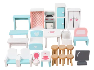 Mini Unisex Wooden Children's Doll Sofa Cabinet Closet Furniture for Family Boy Girl view 2