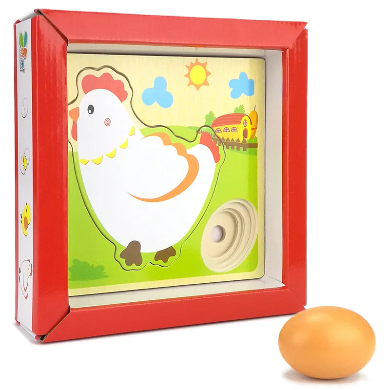 Montessori Chicken Growth Puzzle Board Game Multi-layer Puzzle Toys For Children Educational — wooden puzzles & tangrams wholesale