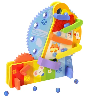 Baby Montessori Wooden Toys Cartoon Ferris Wheel Gear Rotating Small Round Balls Blocks Beads view 2