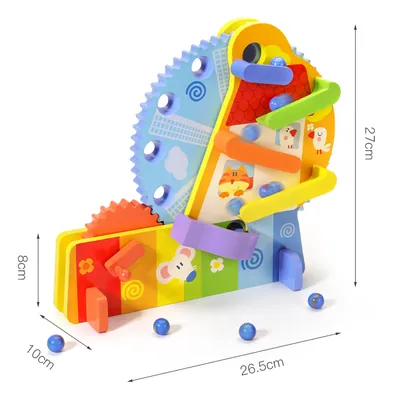 Baby Montessori Wooden Toys Cartoon Ferris Wheel Gear Rotating Small Round Balls Blocks Beads — wooden building blocks & construction wholesale