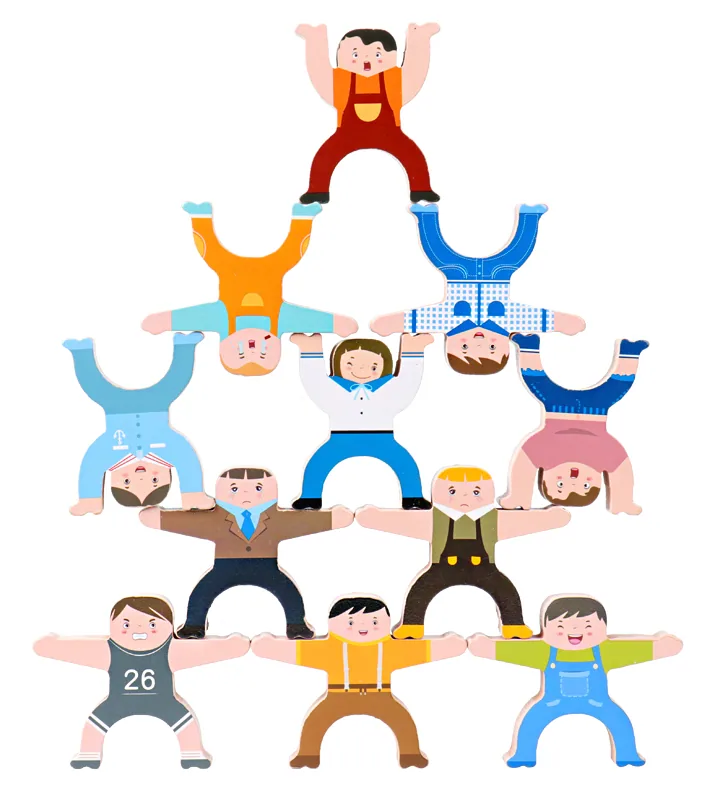 Hercules Unisex DIY Wooden Balance Dummies Domino Stack-Up Block Game Set for Early Childhood — wooden building blocks & construction wholesale
