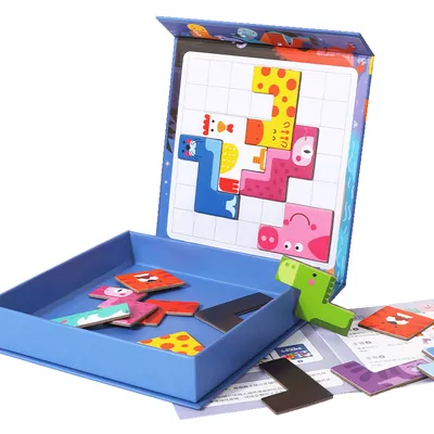 Magnetic Animal Puzzle Montessori Multifunctional Russian Blocks Early Educational Baby Toys — wooden puzzles & tangrams wholesale