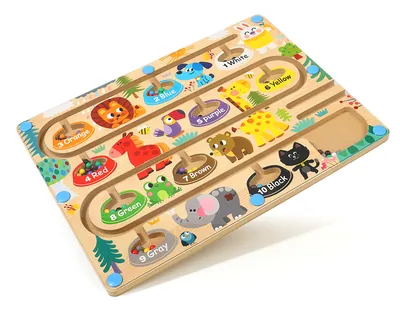 Toy Wooden Beads Maze Toy Animal Numbers Matching Game Magnetic Color Sorting Maze Board Game — wooden math & teaching aids wholesale