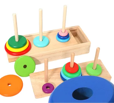 Wood Toys for Kids 2-4 Years Customizable Rainbow Folding Music Educational Sorting Nesting view 3