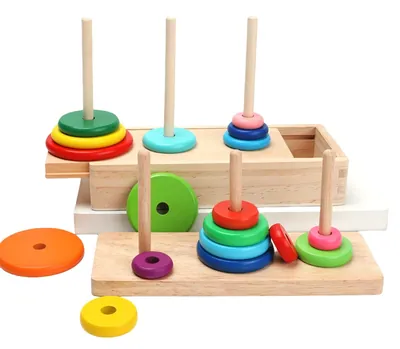 Wood Toys for Kids 2-4 Years Customizable Rainbow Folding Music Educational Sorting Nesting — wooden math & teaching aids wholesale