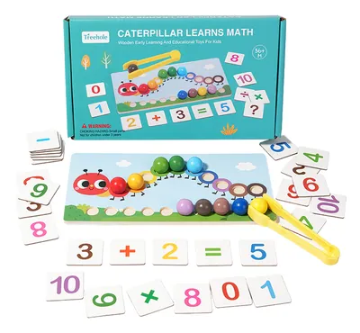 Montessori Clip Bead Math Toys Kids Fine Motor Training Color Matching Number Learning Toys — wooden math & teaching aids wholesale